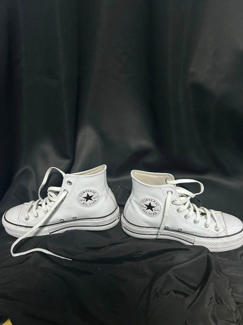 White Leather Platform Chucks 🤍